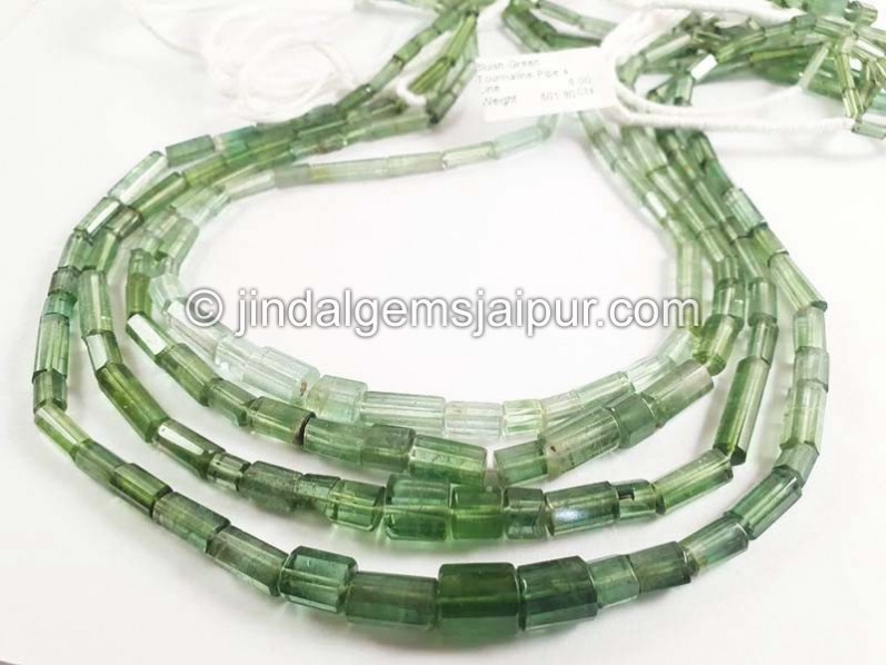 Bluish Green Tourmaline Pipe Shape Beads