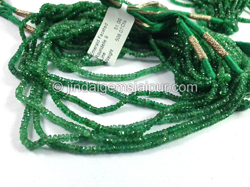 Emerald Faceted Roundelle Shape Beads