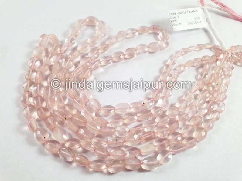 Rose Quartz Faceted Oval Shape Beads