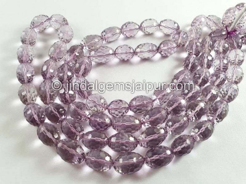 Pink Amethyst Concave Cut Barrel Beads