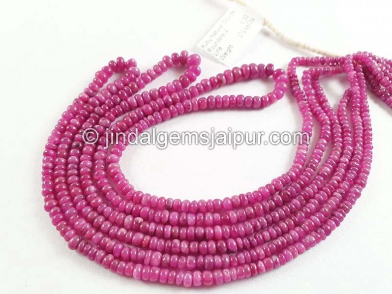 Ruby Natural Smooth Roundelle Beads