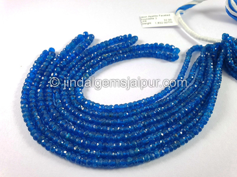 Neon Apatite Faceted Roundelle Shape Beads