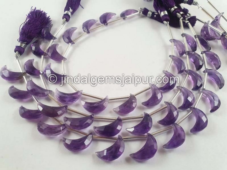 Amethyst Faceted Moon Shape Beads