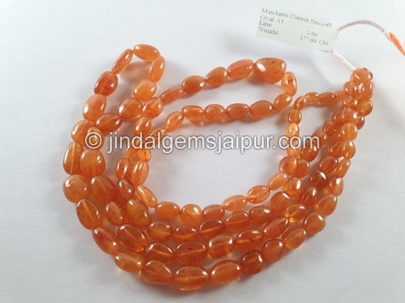 Mandarin Garnet Smooth Oval Beads