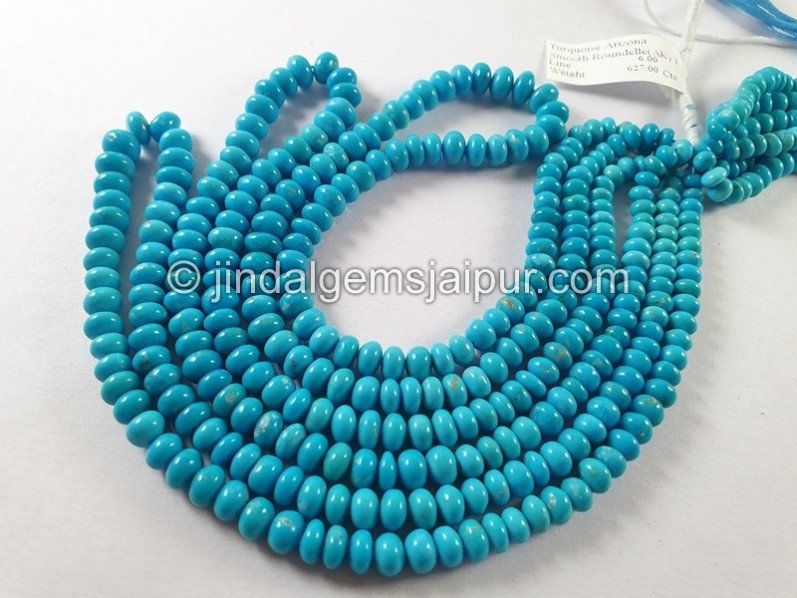 Turquoise Arizona Smooth Roundelle Beads