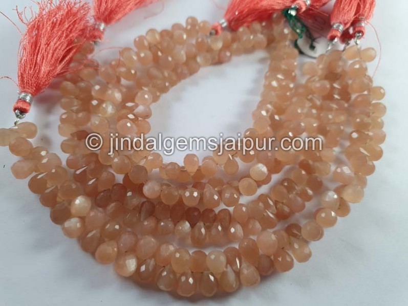 Peach Moonstone Faceted Drops Beads