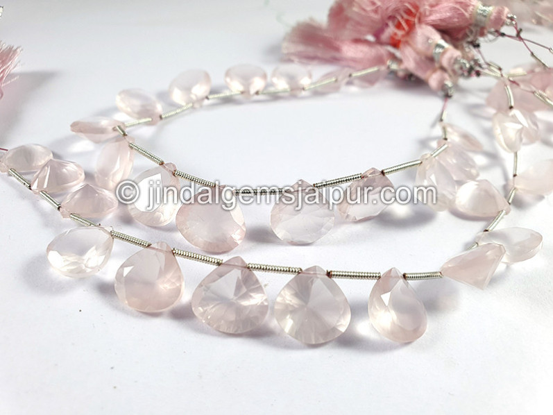 Rose Quartz Concave Cut Heart Shape Beads