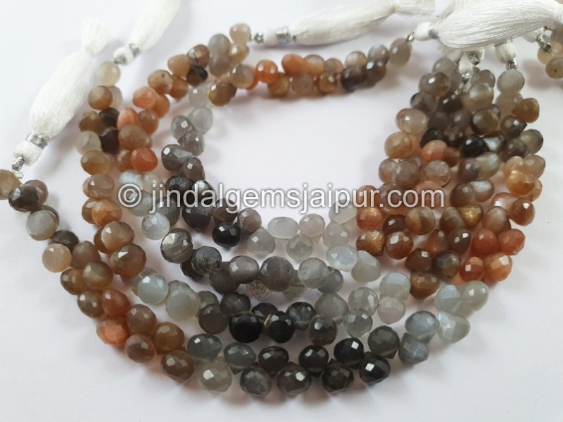 Multi Moonstone Faceted Onion Beads