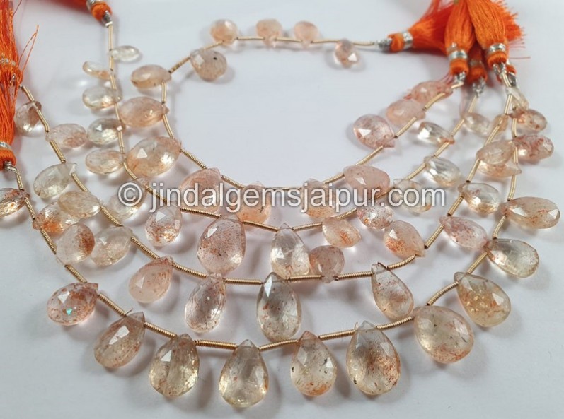 Sunstone Faceted Pear Beads