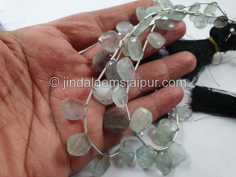 Moss Aquamarine Flat Table Cut Beads