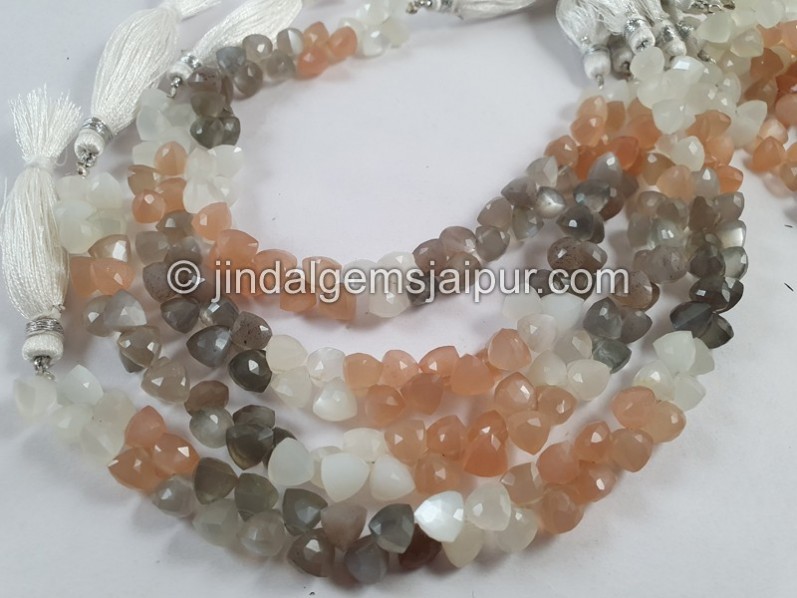 Multi Moonstone Faceted Trillion Beads