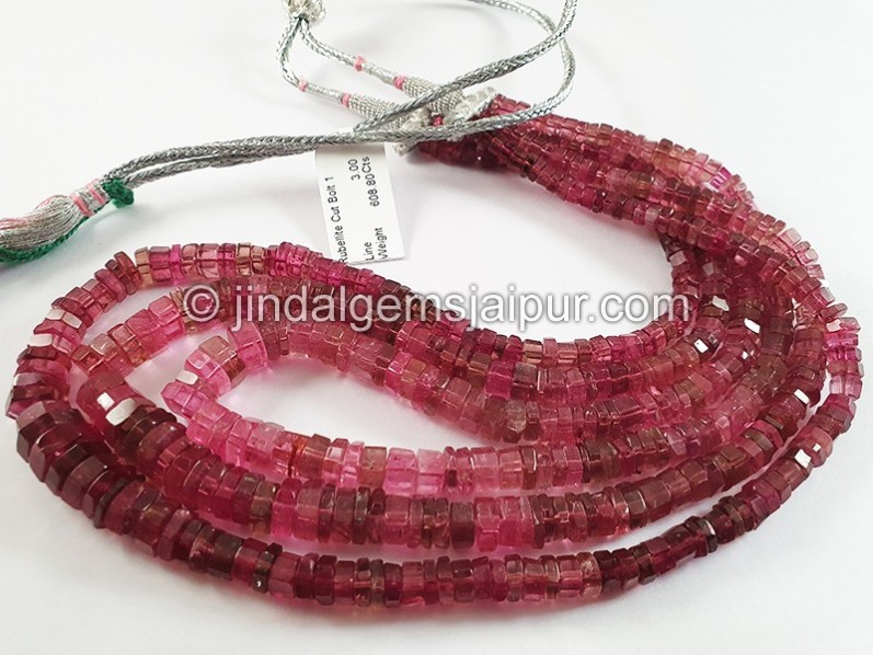 Rubellite Cut Bolt Shape Beads