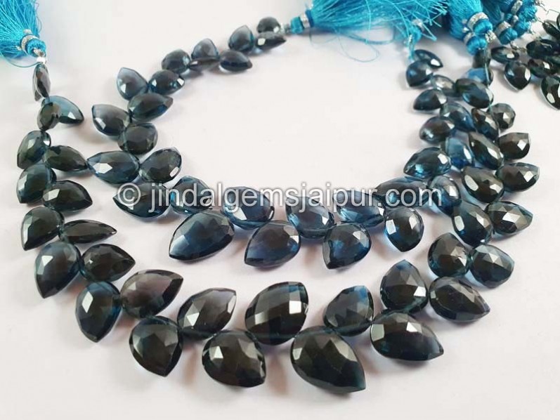 London Blue Topaz Faceted Fancy Leaf Shape Beads