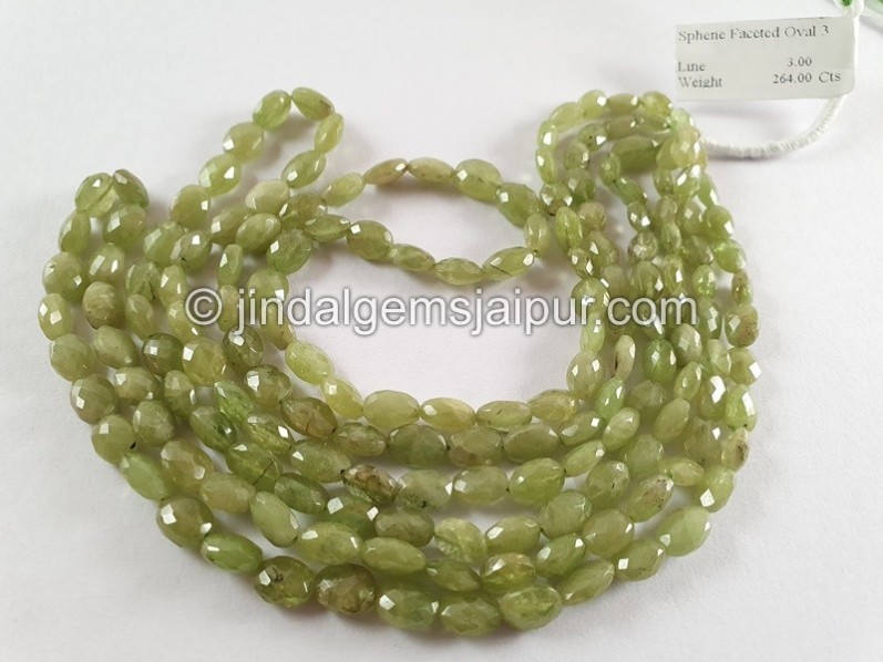 Sphene Faceted Oval Beads