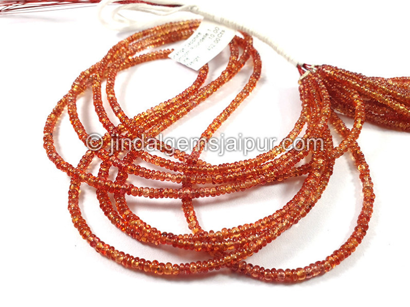 Orange Sapphire Smooth Roundelle Shape Beads