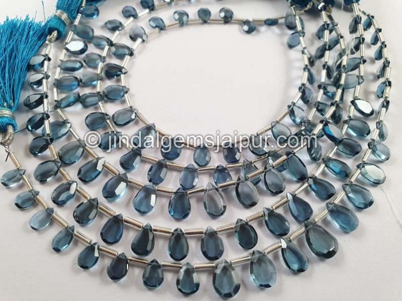 London Blue Topaz Table Cut Pear Beads
