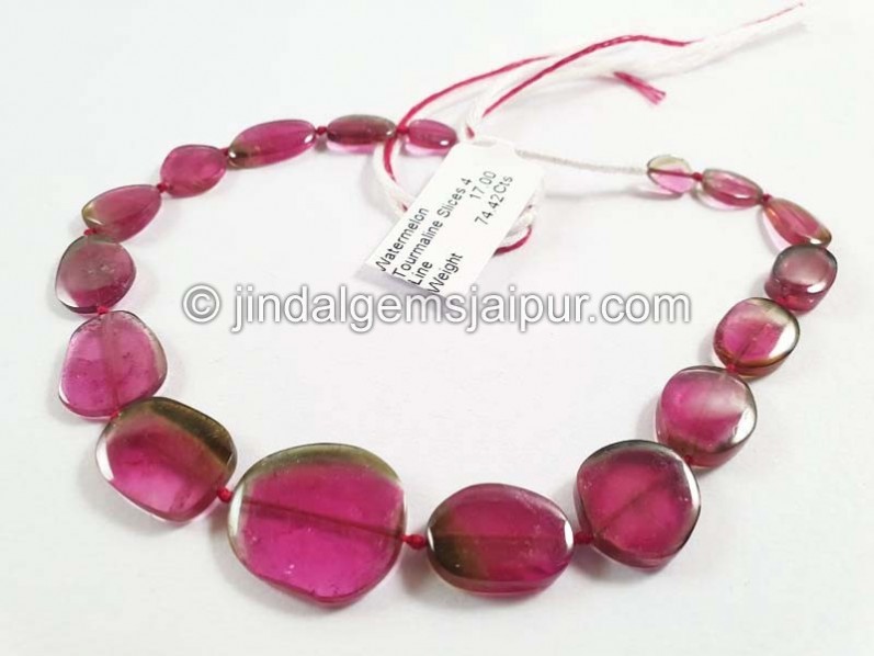 Watermelon Tourmaline Smooth Slices Beads