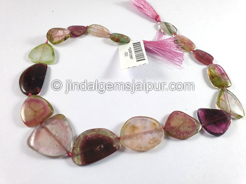 Watermelon Tourmaline Smooth Slices Beads