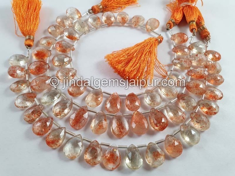 Sunstone Big Faceted Pear Beads