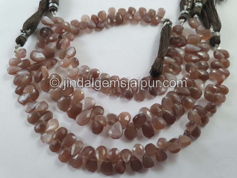 Chocolate Moonstone Faceted Pear Beads