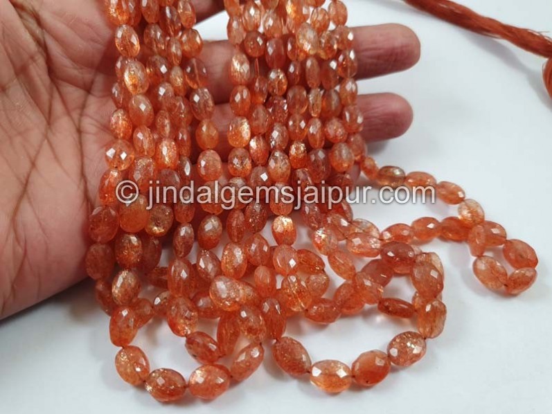 Sunstone Faceted Oval Beads