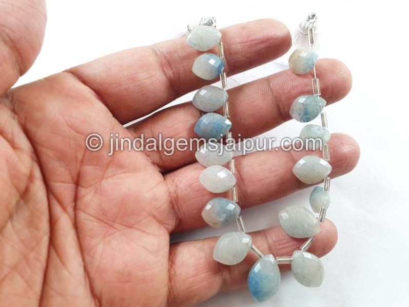 Lazulite Or Trolleite Quartz Faceted Dolphin Pear Beads