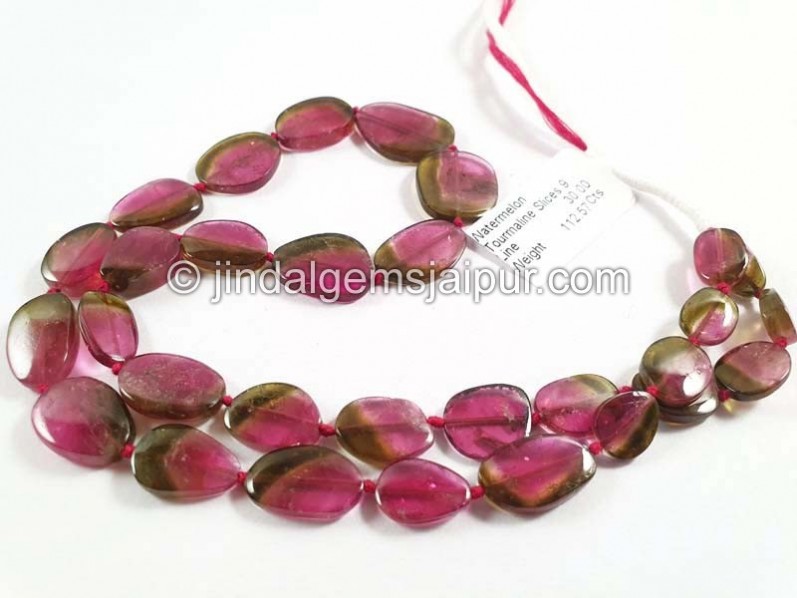 Watermelon Tourmaline Smooth Slices Beads