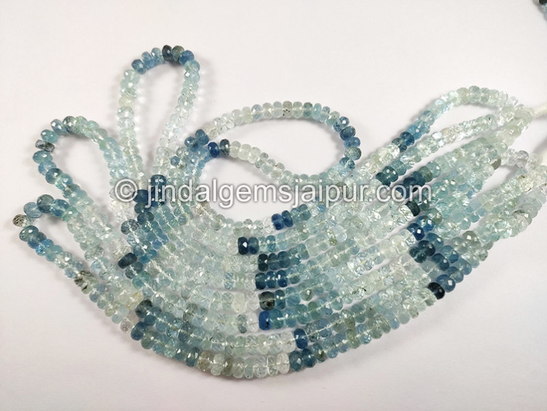 Santa Maria Aquamarine Shaded Faceted Roundelle Shape Beads