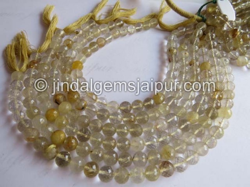 Golden Rutile Faceted Round Beads