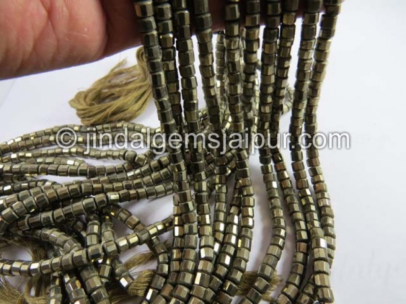 Pyrite Faceted Tyre Beads