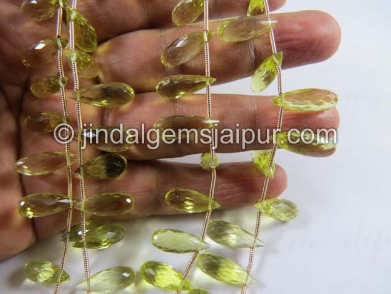 Lemon Quartz Faceted Long Drops Shape Beads