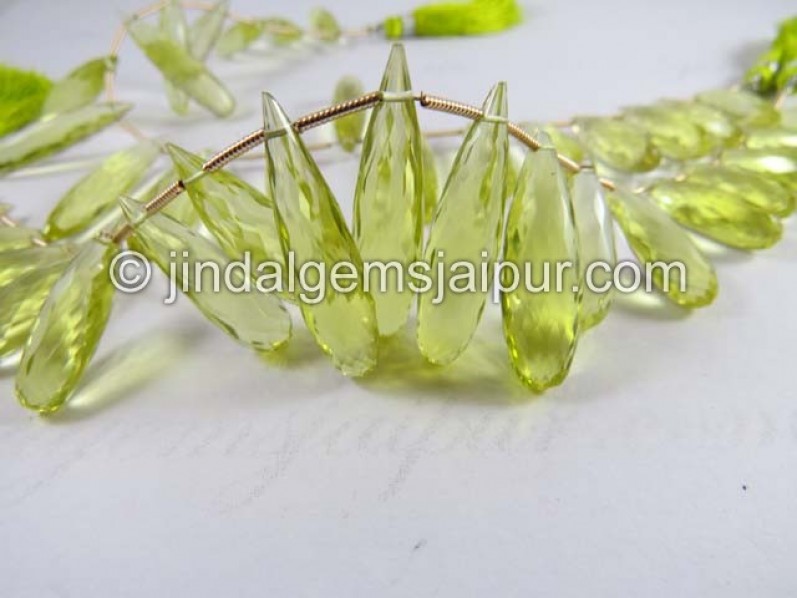 Lemon Quartz Faceted Elongated Drops Shape Beads