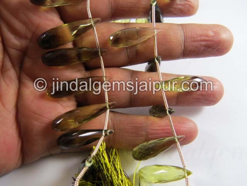 Bi Lemon Quartz Faceted Long Drops Shape Beads