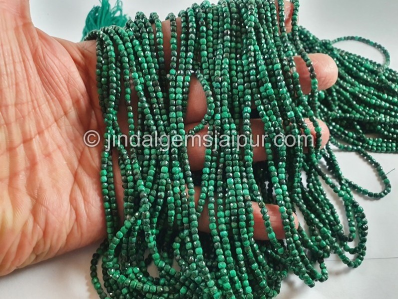 Malachite Cut Cube Beads