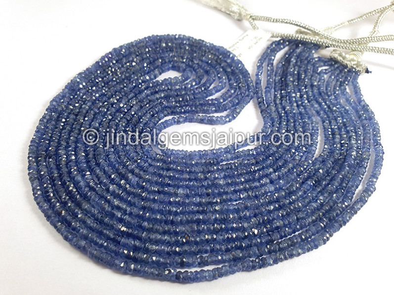 Blue Sapphire Burma Faceted Roundelle Shape Beads