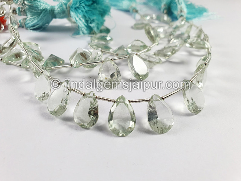 Green Amethyst Concave Cut Pear Shape Beads