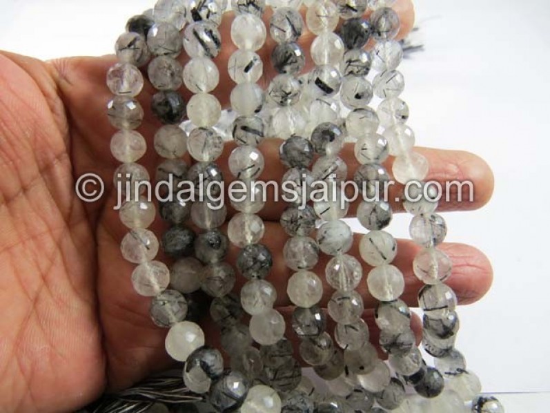 Black Rutile Far Faceted Round Shape Beads