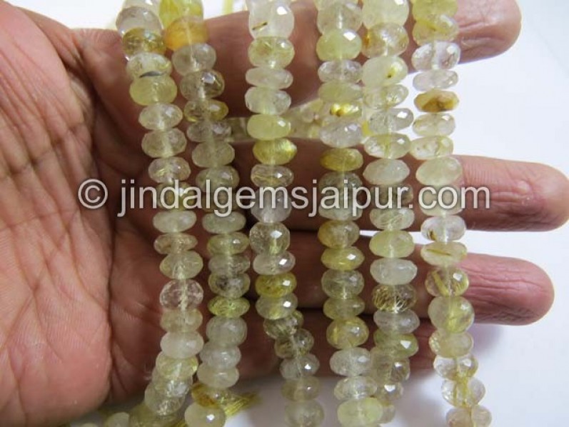 Golden Rutile Far Faceted Roundelle Shape Beads