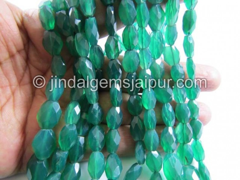 Green Onyx Faceted Oval Shape Beads