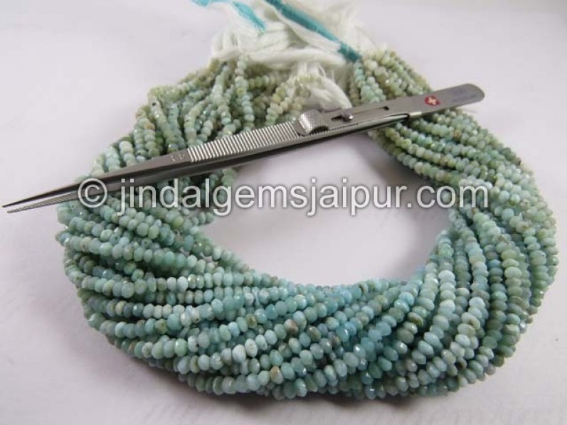 Larimar Faceted Rondelle Shape Beads