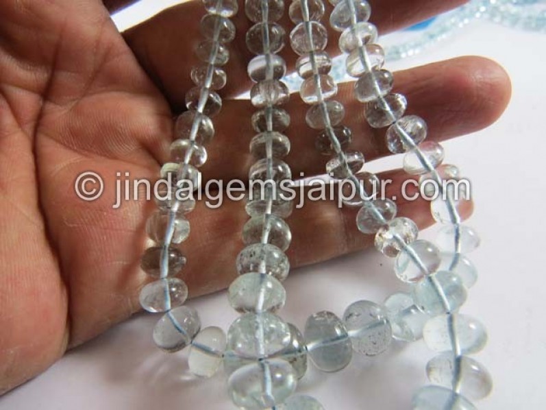 Moss Aquamarine Far Smooth Roundelle Beads