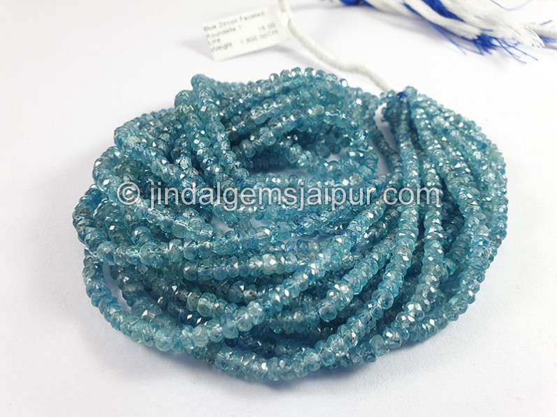 Blue Zircon Faceted Roundelle Shape Beads