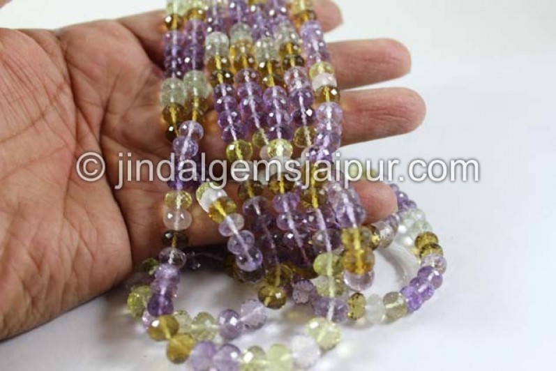 Multi Stone Far Faceted Roundelle Shape Beads