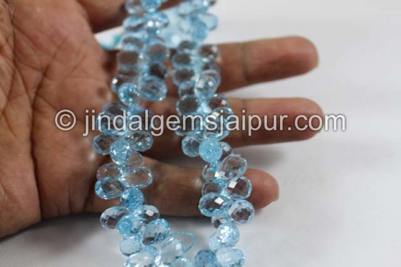 Sky Blue Topaz Far Faceted Drops Shape Beads