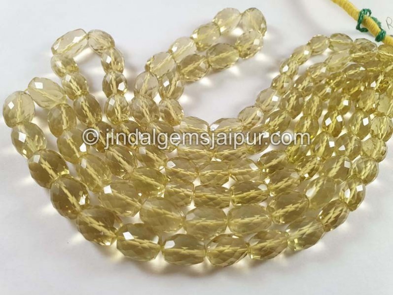 Lemon Quartz Faceted Barrel Beads