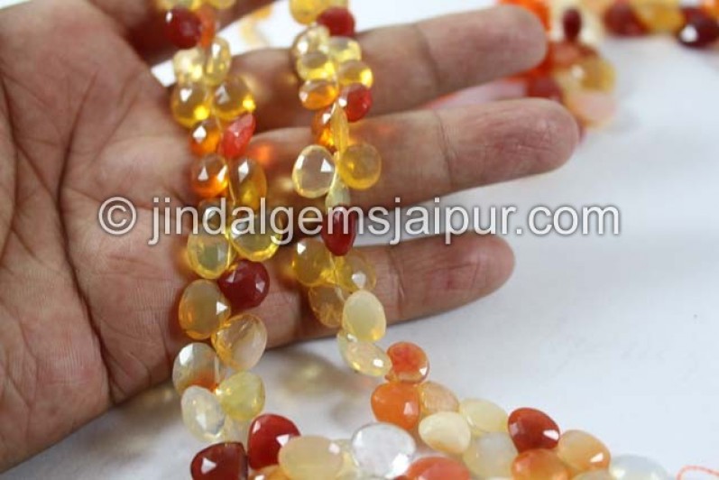 Fire Opal Far Faceted Heart Shape Beads