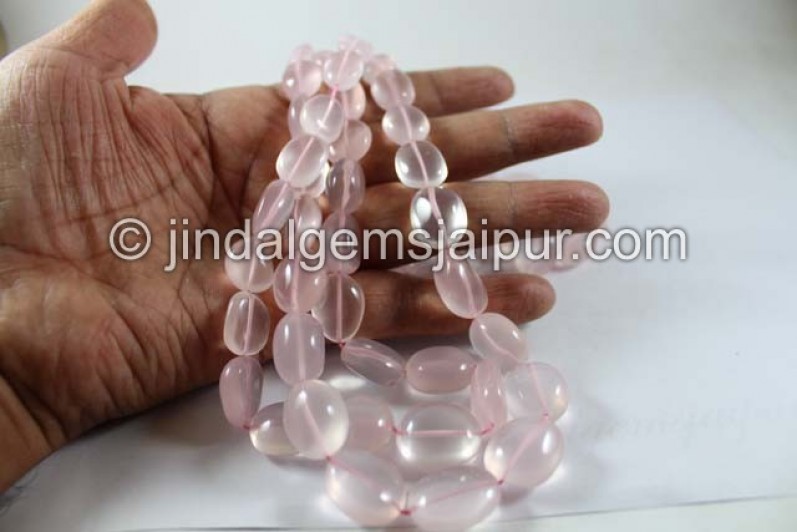 Rose Quartz Far Smooth Oval Nuggets Shape Beads