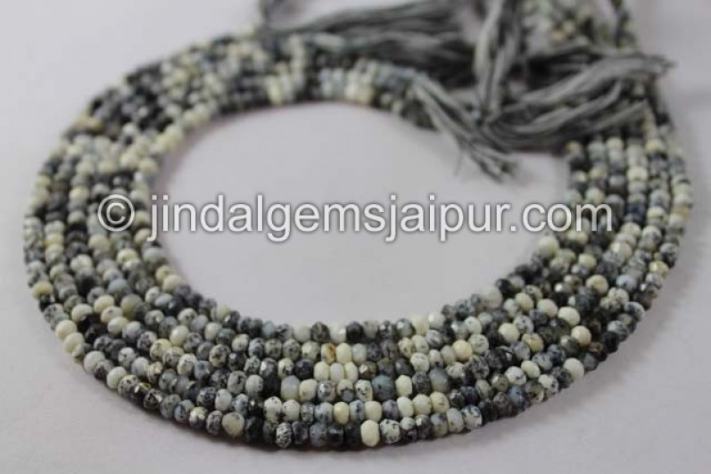 Dendritic Opal Faceted Roundelle Shape Beads