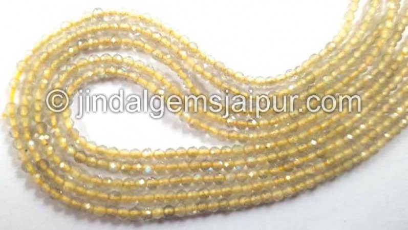 Yellow Labradorite Faceted Roundelle Shape Beads