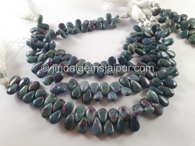 Ruby Fuchsite Smooth Pear Beads